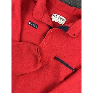 Vintage Columbia Fleece Pullover Mens XL Red Snap Collar Made USA